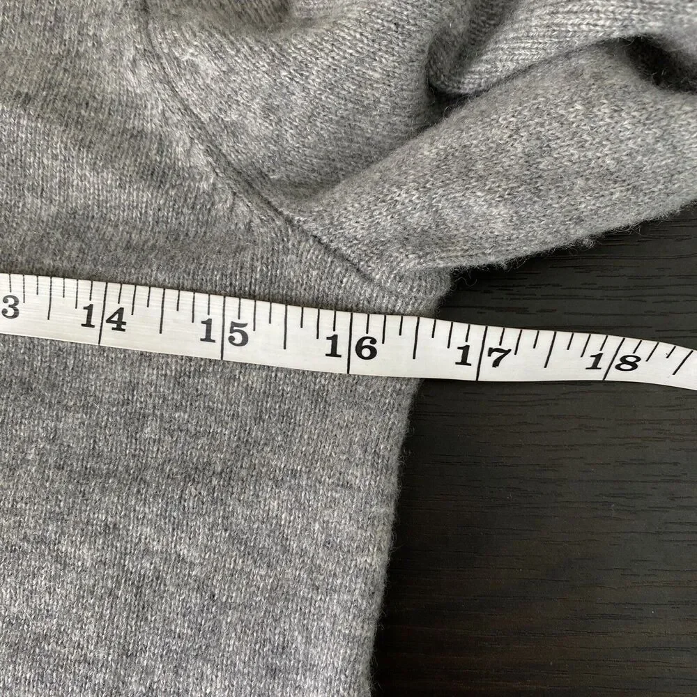 Marled Cashmere Sweater Womens Extra Small Lace Flare Cuff Gray Pullover Cozy - Picture 11 of 12